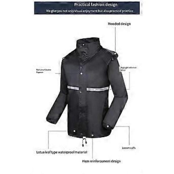 Regnsett for menn, regntett maske, regnjakke for utendørs arbeid, fotturer, sykling, fiske, stormsikker poncho, regnjakke, XXL