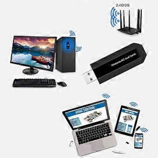AC11 2.4G/5G 600Mbps Wifi Adapter USB Trådløst Nettverkskort USB Dongle AP Dual Band Wi-Fi Lan Ethernet 600M RTL8811AU