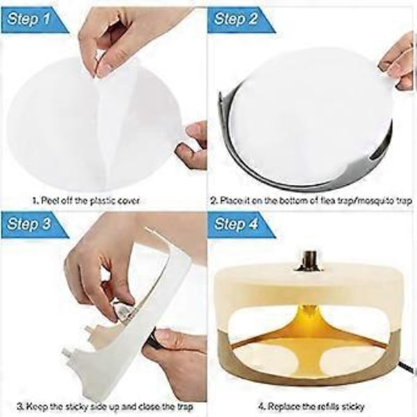 50 stk. Refill-disker for loppefelle, erstatningsbrett, passer de fleste modeller av klebrige kuppelfeller for lopper innendørs