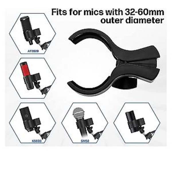 2 st Mikrofonklämma H, justerbar Mikrofon H med 5/8 tum till 3/8 tum Skruvadapter