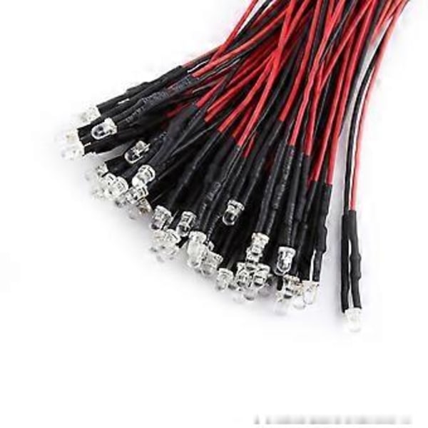 50st Förkopplade DC 9-12V 3 5 10mm Vattenklara LED-dioder Vit Röd Blå Grön Ljus