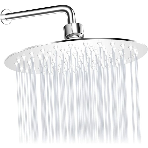 Rainfall Shower Head, 20cm Round 304 Stainless Steel Shower Head With Anti-blocking Silica Gel