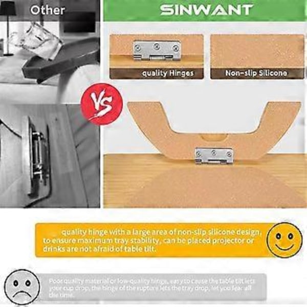 Soffa Clip-on Sidobord för Breda Soffarmar, Vikbar Soffbricka med 360 Roterande Telefonhållare för Mat/Dryck