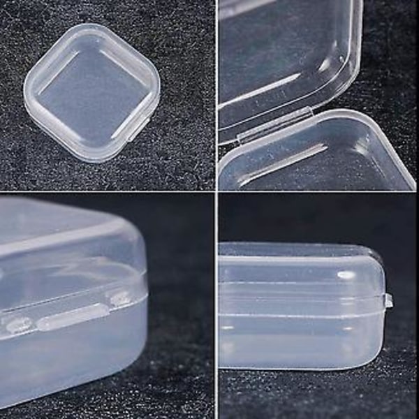 Pp Transparent Plast Mini Oppbevaringsboks 3.5*3.5*1.7cm (transparent) 50 stk (4-d-w)