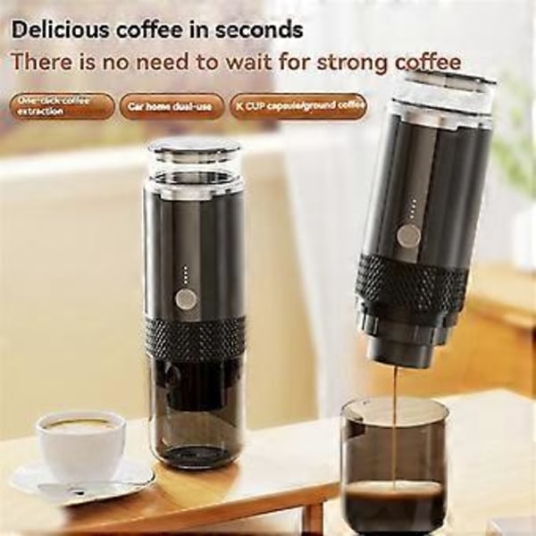 Kannettava espressokone langaton sähköinen kahvinkeitin 2 in 1 pieni matkaespressokone retkeilyyn toimistoon vaellukseen asuntoautoon