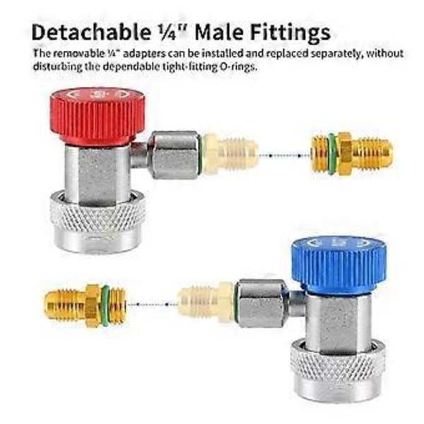 R134A H / L Auto Bil Hurtigkobling Messing Adapter Klimaanlæg Kølemiddel Justerbar AC Manifold Måler