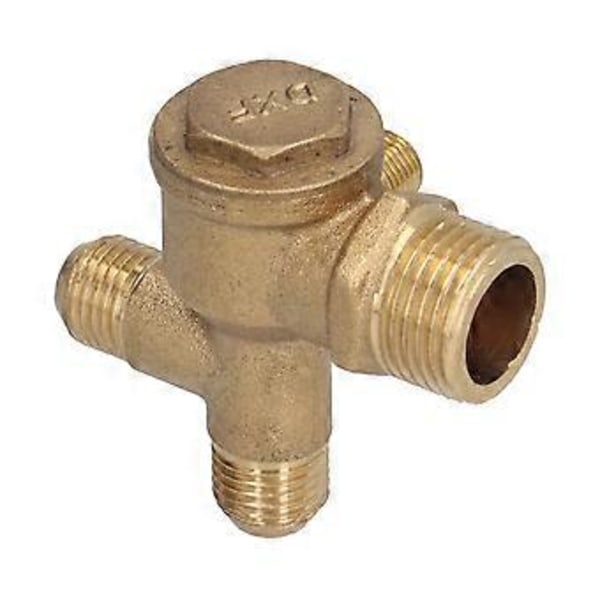 Luftkompressor Ventil Ersättningskomponenter Mässing 4-vägs Dubbelrör Backventil Tillbehör 10x14x14x20.5mm / 0.4x0.55x0.55x0.8in