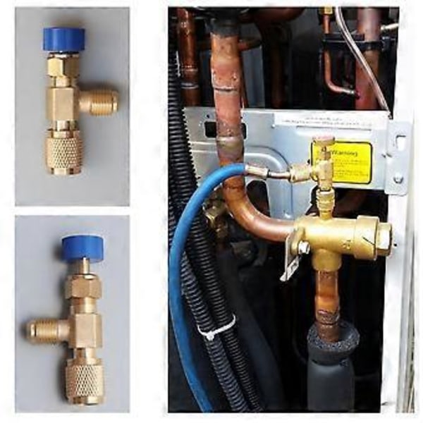 R22 R410 AC Ventil 1/4 Tomme Påfyldningssamling A/C Kølemiddelventil Aircondition Reparation og Fluorid Sikkerhedsadapter B