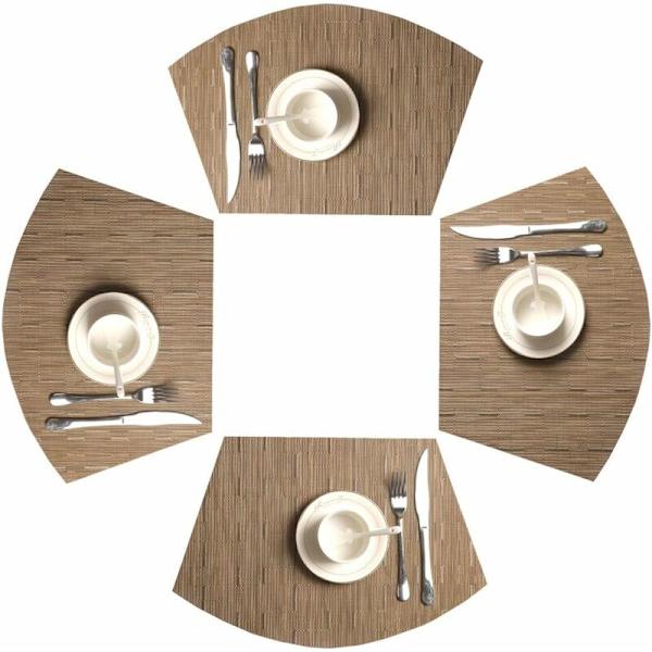 4 kpl PVC-paikka-alustaa Kiilapöytämatto Lämmönkestävä Pestävä Pöytämatto (Bamboo Tan)-Fei Yu
