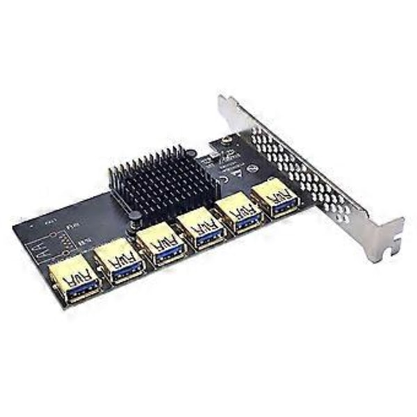 Add On PCI-Express Riser Card PCI-E 1X til 6 Eksterne 16X USB3.0 PCI-e Adapter