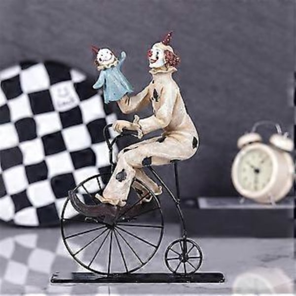 Kreativa Clown Cirkus Statyer, Clown Ornament Heminredning Resin Skulptur, Handgjorda Hantverk Samlarobjekt Konstfigurer-A