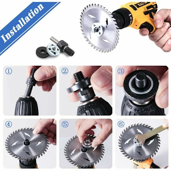 Handborr Adapter Kit, 6mm Skärdisk, Chuck Adapter, Vinkelslip, Anslutningsstång, Skärdisk Konverteringsverktyg,