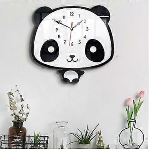 Nordisk Stil Panda Vægur Stille Træur til Værelse