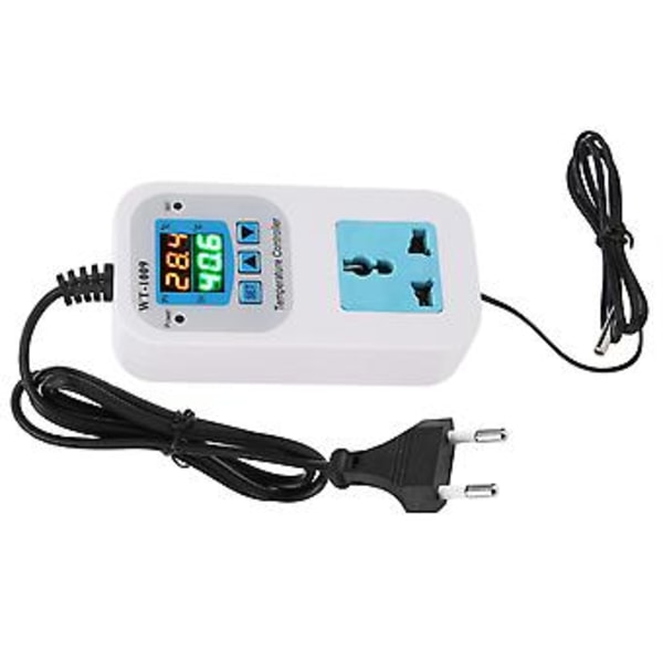 Temperaturkontroller Digital Dubbel Display Elektronisk Kontrolluttag 10A WT‑1009 110‑220V EU-kontakt