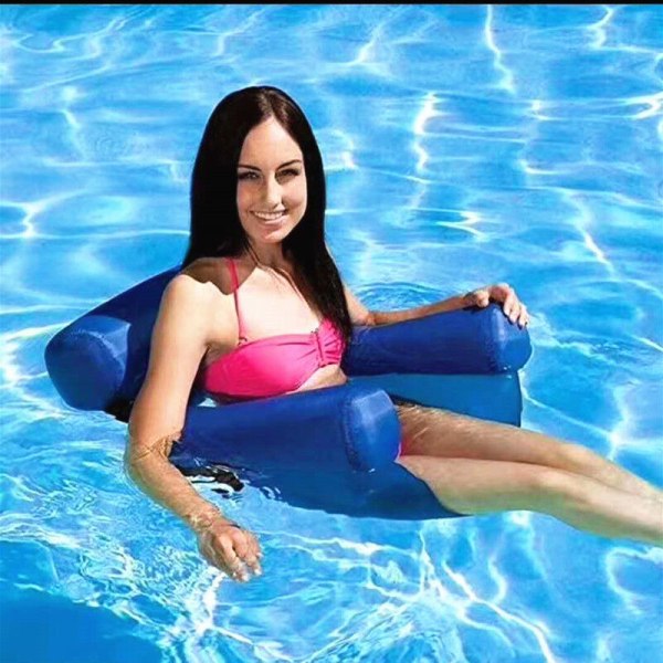 Simbassäng Hängmatta Flytande Fåtölj Uppblåsbar Pool Stol Fällbar Flytande Vatten Hängmatta Fåtölj Flytande Hängmatta för Vuxna - Blå