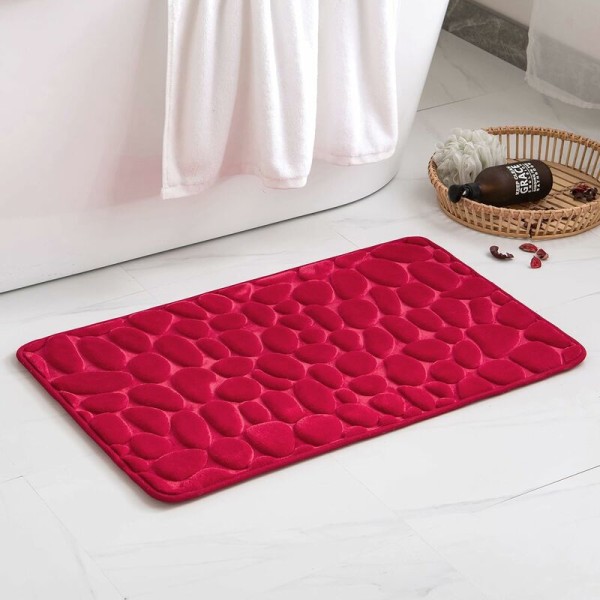 Antiskli baderomsmatte 40x60cm Innendørs dørmatte Memory Foam Inngangsteppe for baderom Badekar Kjøkken Rød