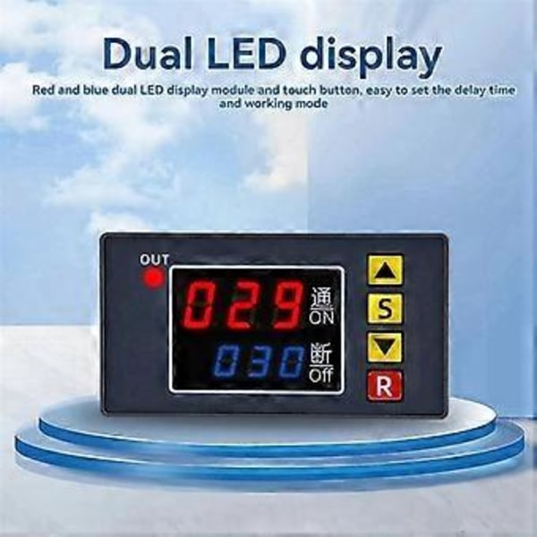 T3231 Ohjelmoitava Ajastinohjain DC 12V 240W Kaksois-LED-näyttö Digitaalinen Relea Aikaviivekytkin