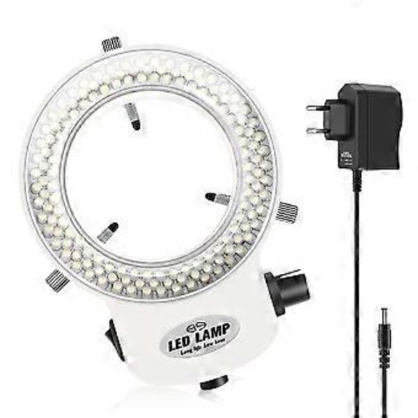 144 LED Ringlys for mini mikroskoplampe 6000K 0-100% justerbar Hvit