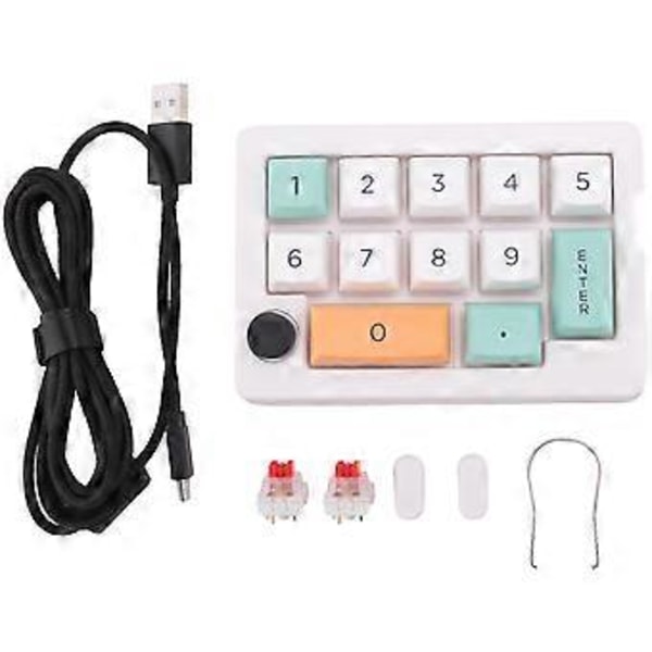 13 Taster Makro Programmerbar Hot Swappable Mekanisk Switch 7 Farve RGB Lys Gaming Mini Tastatur Numerisk Tastatur Hvid