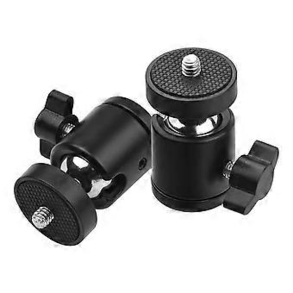 2st Mini Vridbart Kulhuvud Stativhuvud 360 Graders Roterande Monteringsbas Adapter med Universella 1/4 Tums Skruvfästen för DSLR ILDC Kamera DV Stativ Mono