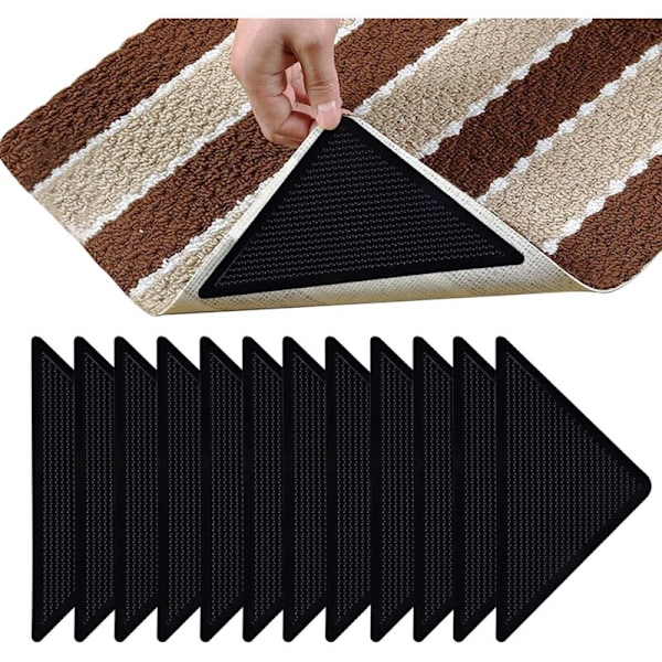 12 Pcs Rug Tape, Non Slip Rug Grippers, Reusable Washable Eco-Friendly Rug Pads for Area Rugs on Hardwood, Tile Floors, Carpets, Floor Mats, Linoleu