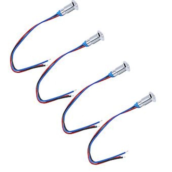 4 kpl LED-merkkivalo 2-värinen yhteinen anodi vedenpitävä metalli 8mm 220V (punainen sininen)