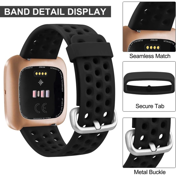 Silikon Sport Armband för Fitbit Versa/versa 2/versa Lite (män kvinnor)