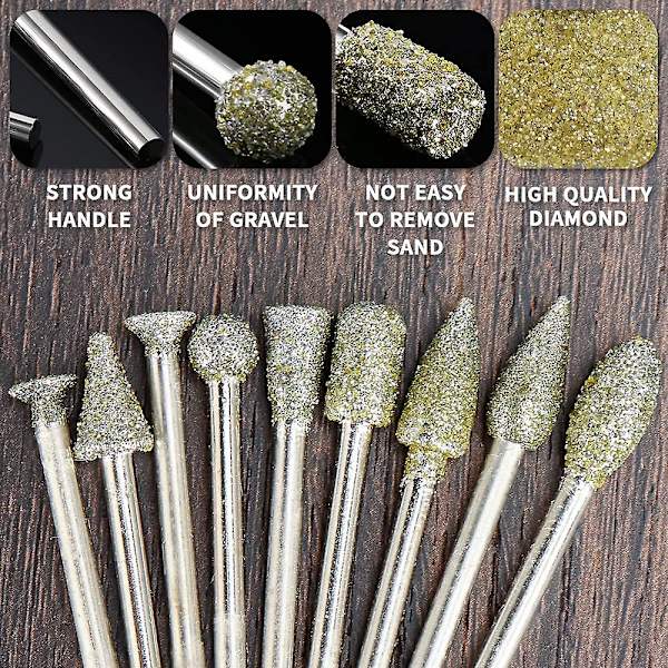 Diamantborr Mix Set - 30 st slipande borr med 1/8-tums skaft (60 grit)