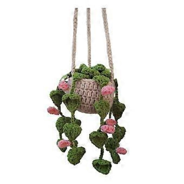 Backspegelhänge Söta Krukväxter Virkad Bilspegel Handstickad Växt Hängande Ornament Biltillbehör B