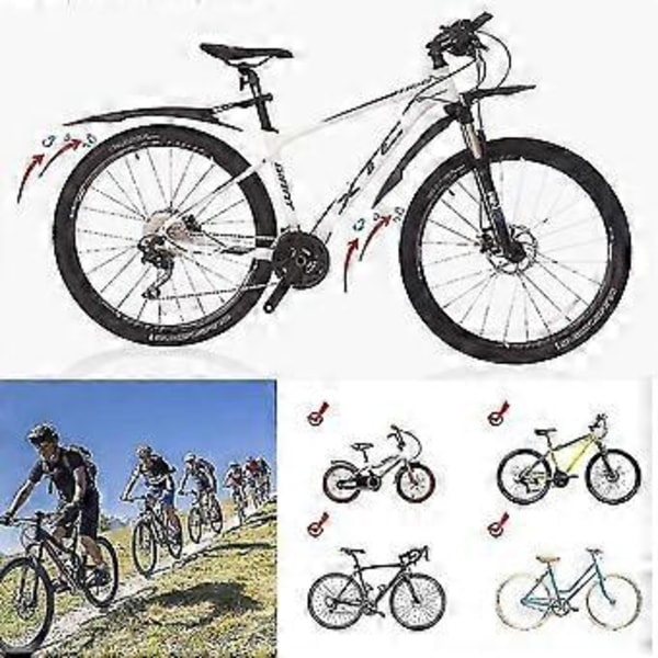 Cykel Stänkskärm Set, justerbara Mountain Road Cykel Stänkskydd Cykling Fram och Bak Skärmar För 24/26/27.5/28/29 Tums Mtb Cykel Hjuldelar