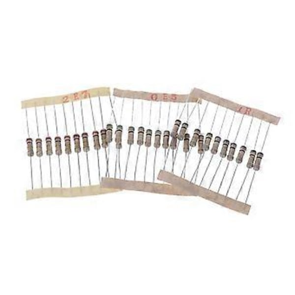 300st Motståndskit 1W 5% 0.1-750 Ohm Kolmotstånd 30 Värden Resistans Set