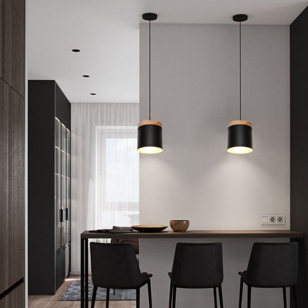 E27 Moderne Hengelampe i Taket Justerbar DIY Hengelampe Svart Lysekrone