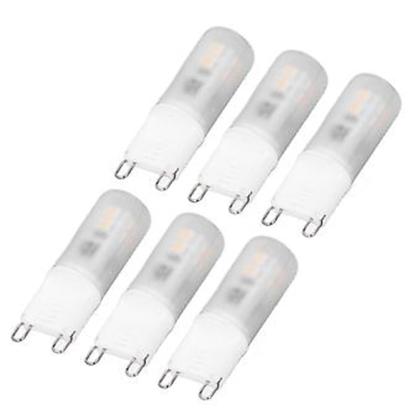 6 st G9 LED-lampor Keramiska 200LM G9-sockellampor för vägglampa Ljuskrona Ersättning 2W 20W Halogenekvivalent 220V Varmt Ljus