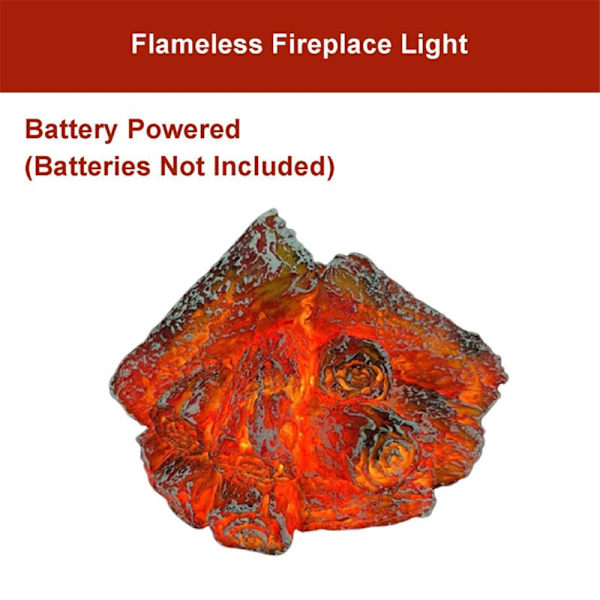 LED Kunstig Flamme Lys, Flammeløs Pejs Lys LED Pejs med Realistisk Log Brændende Flamme