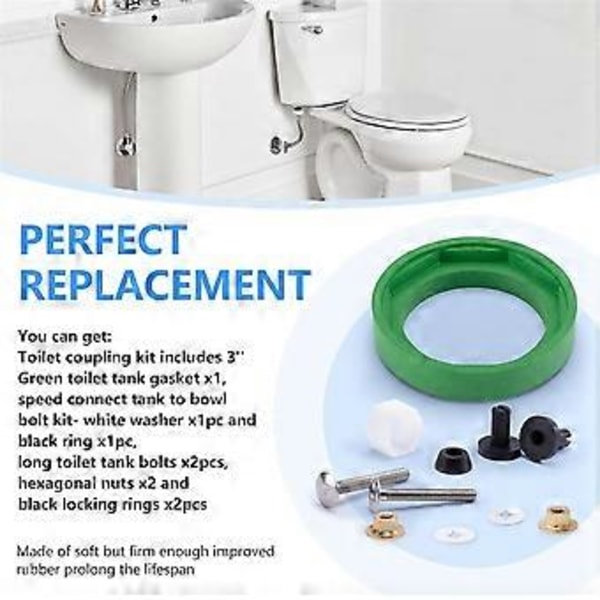 3 tommer Toilet Tank Dele Udskiftningssæt, Kompatibelt med AS738756-0070A Toilet Tank til Skål Pakning A
