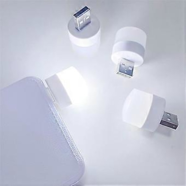 10 kpl Mini USB Yövalo Silmäsuoja Kirjanlukulamppu USB-pistoke Tietokoneen Mobiilivirtalähde LED Yölamppu, Valkoinen Valo