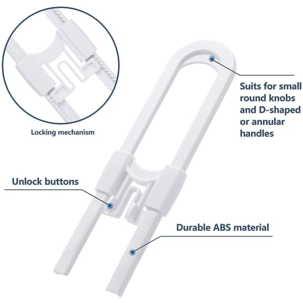 (4-pakning) Skyvedørslås for skap, U-formet barnesikringsskapslås, kjøkkenbaderomsoppbevaringsdør