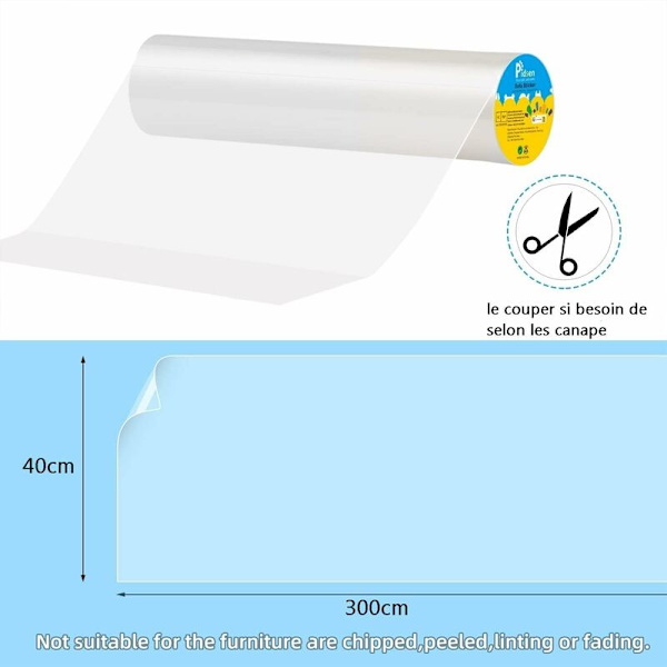 Katt Soffa Skydd Anti Klösmärke Klistermärke Transparent Självhäftande Rulle Osynligt Skydd Möbler Bordsskydd (40x300cm)