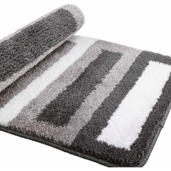 Skridsikker bademåtte køkkenmåtte fluffy bademåtte blød mikrofiber brusebadsmåtte, hurtig tørring, vandabsorberende, maskinvaskbar-40 x 60cm（Grå