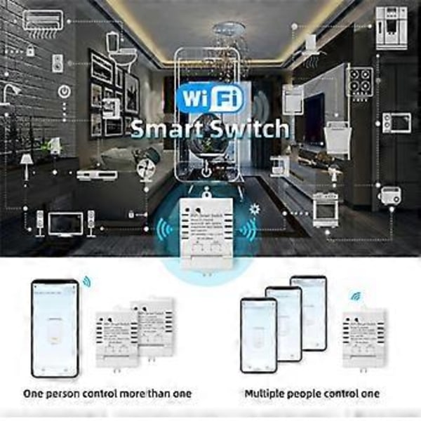 Tuya Smart WiFi Switch DIY Timer AC 85-265V WiFi Trådløs Controller 30A Strømovervågning Kwh til Alexa Home