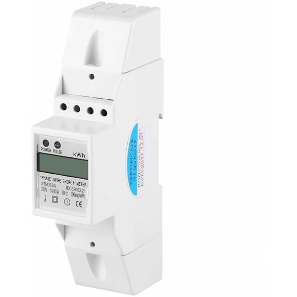 Enkeltfaset digital energimåler LCD-display 7+1 cifre skærm, Din-skinne elektronisk KWh-måler, 10 (40) A(220V 10 (40) A)