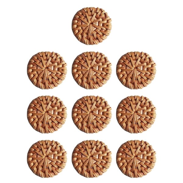 10x Håndlagde Rattanvevde Siv Charms Runde Konnektoranheng For Halm Kurv