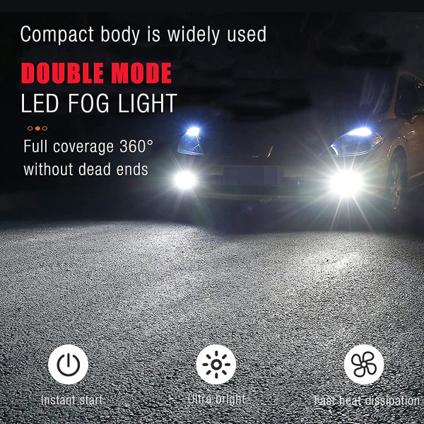 H11 H8 LED-dimljuslampor. LED-strålkastarlampor 6500k Xenon Cool White 360-graders Illumina