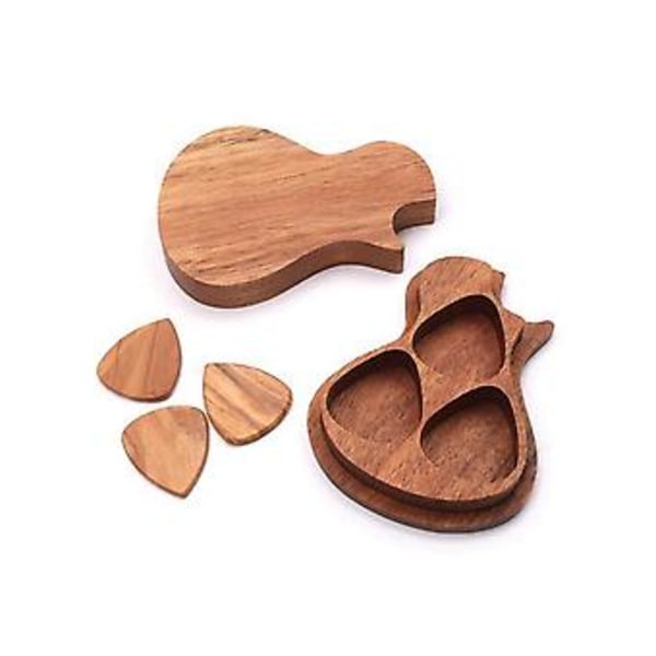 Gitarrplektrumfodral, Lönnfodral Gitarrplektrum H Med 3 Plektrum, För Gitarr