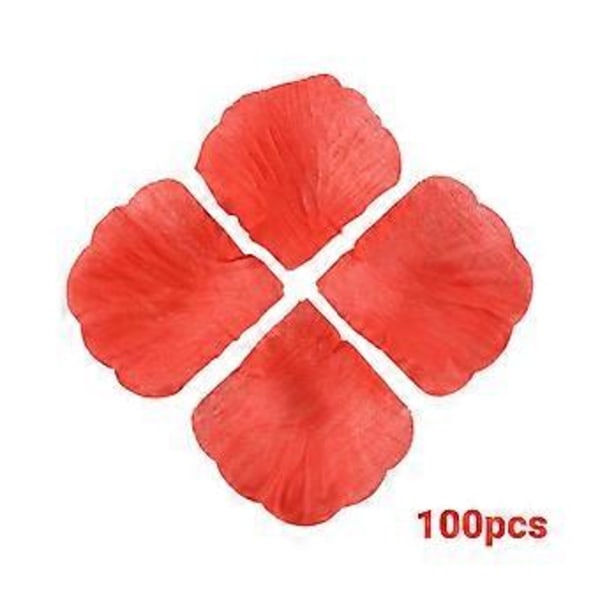 100 st Rosenblad för bröllopsdekoration - Gradvis Röd