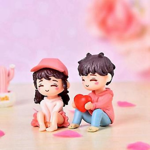 2 stk. Figurer Elsker Par DIY Mini Eventyrhave Ornament Dukke Par Gave Figurer Miniature