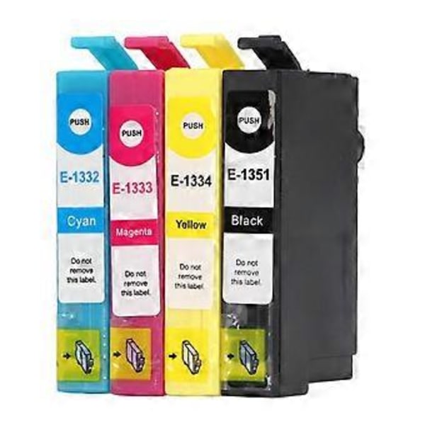 4 st Bläckpatroner Svart Cyan Magenta Gul Jämn Exakt Klar Anti-blekning Skrivarbläckpatron för Stylus T1351 T1332 T1333 T1334