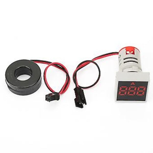 LED Indikatorlampa Mini Digital Strömmätare LED Display Amperemeter Fyrkantig Signallampa (Röd)