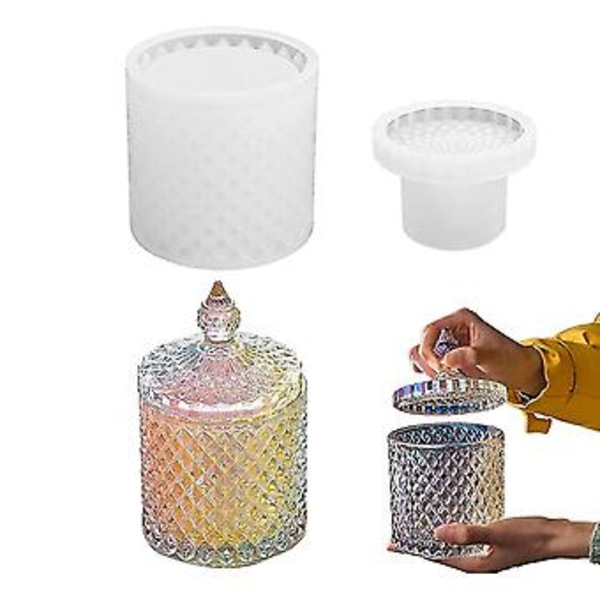 Resin Æskeforme Med Låg, 3D Krukke Silikoneform, Smykkeopbevaringsbeholder Æskeform Til Resin Støbning