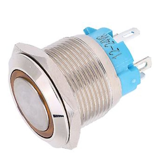 2 kpl 12~24VDC 19mm itselukittuva painonappikytkin 1NO 4PIN metallinen painonappikytkin (keltainen)